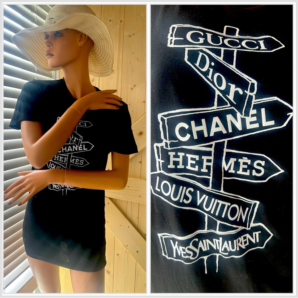NEW designer Style Road Sign shirt LV Gucci Dior Chanel Hermes Yves St Laurent S